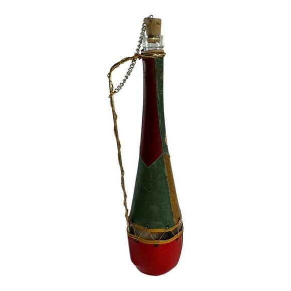 Vintage Spanish Leather Clad Decorative Wine Bottle Decanter Cork Stopper Chain - Picture 5 of 10
